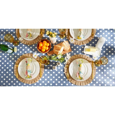 Design Imports Stonewash Blue Polka Dot Vinyl Tablecloth 70 Round 3 Design Imports Stonewash Blue Polka Dot Vinyl Tablecloth 70 Round - Image 3