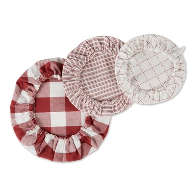 DII Assorted Barn Red Farmhouse Woven Dish Cover Set/3 3 DII Assorted Barn Red Farmhouse Woven Dish Cover Set/3 - Image 3