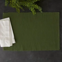 Green Sage Placemats (Set Of 6) - Design Imports: Cotton Rectangular Table Mats, Machine Washable -Design Imports GUEST da037703 a7bc 4892 bbe5 91f167dd9ec1