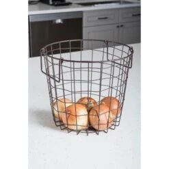 Metal Basket Bronze Round Small 12x12x10