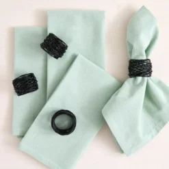 Design Imports Bird Nest Black Napkin Ring Set/4