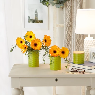 Design Imports Avocado Matte Retro Vine Texture Ceramic Canister Set/3 3 Design Imports Avocado Matte Retro Vine Texture Ceramic Canister Set/3 - Image 3