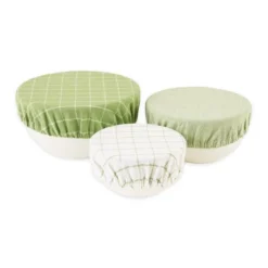 Design Imports Reusable Cotton Dish Covers Set/3, Clover