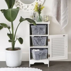 Design Imports Set Of 3 S Antique White Chicken Wire French Gingham Check Liner Baskets Blue/White -Design Imports GUEST daf0b654 e5ca 444f a2af c5a7bb9f66a5