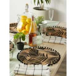 DII Jute Printed Placemat Set 6 Piece, Black Fern Print, 15" Dia 10 DII Jute Printed Placemat Set 6 Piece, Black Fern Print, 15" Dia -Design Imports GUEST db860241 00c6 4bad a25a c31adc872307