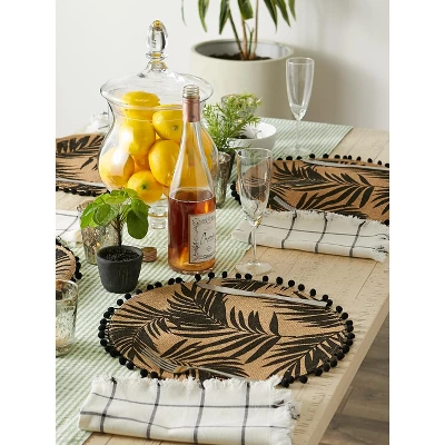 DII Jute Printed Placemat Set 6 Piece, Black Fern Print, 15" Dia 3 DII Jute Printed Placemat Set 6 Piece, Black Fern Print, 15" Dia - Image 3