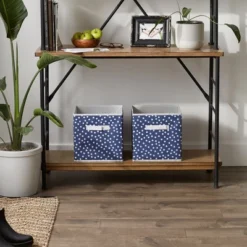 Design Imports Nonwoven Polyester Cube Small Dots French Blue/White Square 11X11X11 Set/2 -Design Imports GUEST dc752271 cf9f 4278 a00b 2df7b15e31eb