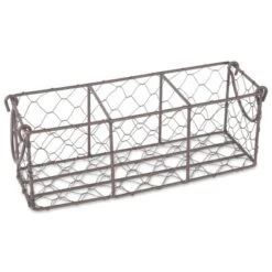 Design Imports 29 Design Imports Rustic Bronze Chicken Wire Flatware Caddy With Clear Jars