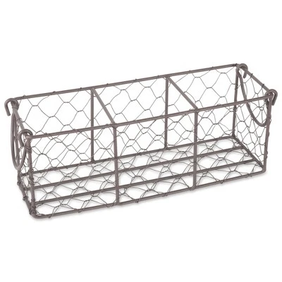 Design Imports Rustic Bronze Chicken Wire Flatware Caddy With Clear Jars 1 Design Imports Rustic Bronze Chicken Wire Flatware Caddy With Clear Jars