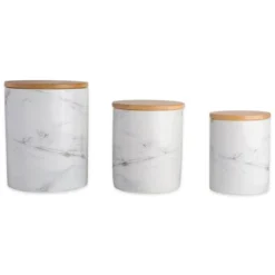 Design Imports 25 Design Imports White Marble Ceramic Canister Set/3