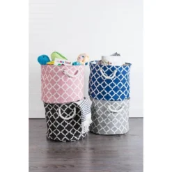 Polyester Bin Lattice Gray Rectangle Large 17.5x12x15 -Design Imports GUEST dca7f855 b2e0 47ab a745 fb8bf7b9eed3 1