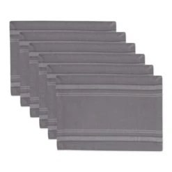 DII French Stripe Placemat Set 6 Piece, Gray Chambray, 13x19" -Design Imports GUEST dd3c592c d564 4f67 9db2 f34716e538bf