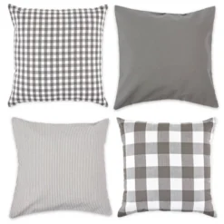 4pk Assorted Throw Pillow Covers Gray/White - Design Imports -Design Imports GUEST dd51d97f 871f 4a1e 91ed 415c3cba3150