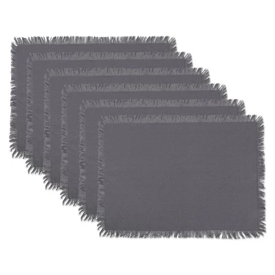 DII Heavyweight Fringe Placemat Set 6 Piece, Gray, 13x19" 5 DII Heavyweight Fringe Placemat Set 6 Piece, Gray, 13x19" - Image 5