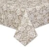 Design Imports Stone Floral Print Outdoor Tablecloth With Zipper 60X120