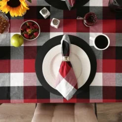 Design Imports Cardinal Red Tri Color Check Tablecloth 60X104 -Design Imports GUEST de4bab18 b0d5 4fd4 87fe 420c2c40d746