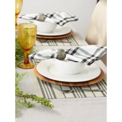 DII Farmhouse Stripe Woven PVC Placemat Set/6, Black, 13x17.25" -Design Imports GUEST de53e8d0 fd19 49d2 9007 e44d89a88f05