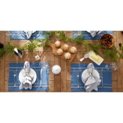 DII French Stripe Placemat Set 6 Piece, Blue Chambray, 13x19" -Design Imports GUEST dec73ca5 0336 4b12 b03d 9f12da5293fe