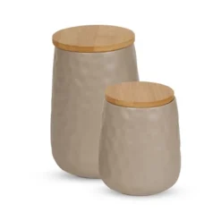 Design Imports Stone Matte Dimple Texture Ceramic Canister Set/2 -Design Imports GUEST e1ddf810 889e 4c0d a569 61d24814e4bf