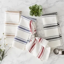 Design Imports French Blue Zig Dobby Stripe Napkin Set/6 -Design Imports GUEST e1de4416 b228 41b0 af77 e719f60ff3aa