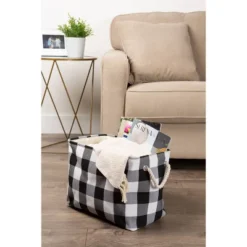16" X 10" X 12" Medium Polyester Buffalo Check Rectangle Storage Bin White & Black - Design Imports -Design Imports GUEST e24e7407 844e 4a8e a0de aaa29e94718c