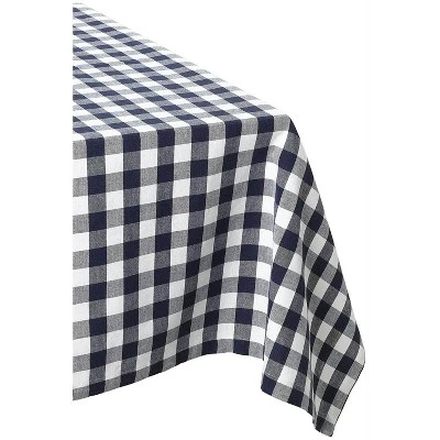 Design Imports Buffalo Check Cotton Tablecloth, Navy & White Check, 60X84" 3 Design Imports Buffalo Check Cotton Tablecloth, Navy & White Check, 60X84" - Image 3
