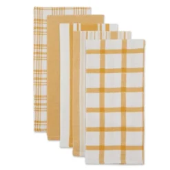 Design Imports Honey Gold Asst Woven Dishtowels Set/5 -Design Imports GUEST e36344de 9675 49bf af35 cd0ba550c685