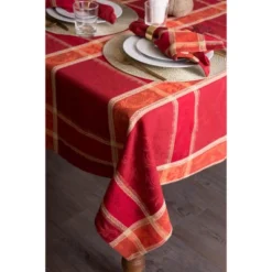 Design Imports Harvest Wheat Jacquard Tablecloth 70 Round