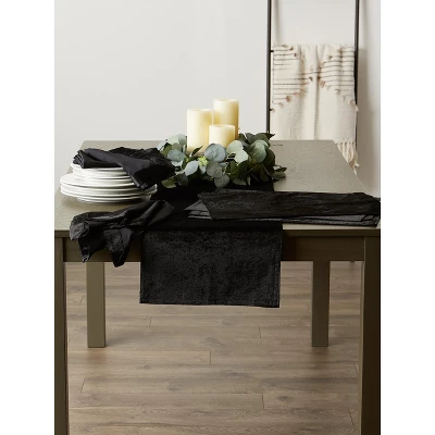 DII Polyester Velvet Placemat Set 4 Piece, Black, 13x19" 2 DII Polyester Velvet Placemat Set 4 Piece, Black, 13x19" - Image 2