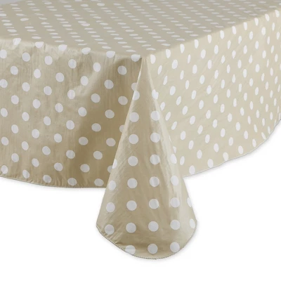 Design Imports Natural Polka Dot Vinyl Tablecloth 60X84 1 Design Imports Natural Polka Dot Vinyl Tablecloth 60X84