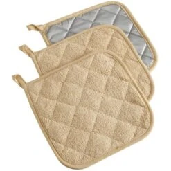 Design Imports Terry Solid Potholder Set 3 Piece Pebble 7X7" -Design Imports GUEST e585aaa9 704e 43b0 bee3 e487f7552d2a