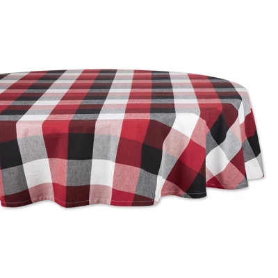 Design Imports Tri Color Check Tablecloth, Cardinal Red, 70" Round 8 Design Imports Tri Color Check Tablecloth, Cardinal Red, 70" Round - Image 8
