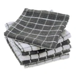 Design Imports Gray Combo Windowpane Dishcloth (Set Of 6)