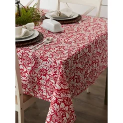 Design Imports Damask Printed Tablecloth, Red, 60X84" -Design Imports GUEST e6cbfa2f d20c 4462 9a1b b926dffe029e