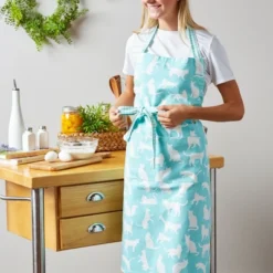 Design Imports Aqua Cat Print Chef Apron -Design Imports GUEST e9677b4b 742a 4f84 aebb 3dd2238e1a6d