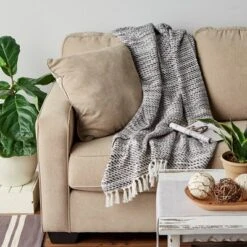 50"x60" Tone Diagonal Striped Acrylic Throw Blanket - Design Imports -Design Imports GUEST e970dbc6 0e72 42fa b31a 82776b9dce08