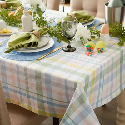 Design Imports Sweet Spring Plaid Tablecloth 52X52 1 Design Imports Sweet Spring Plaid Tablecloth 52X52