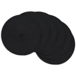 Design Imports Black Indoor/Outdoor Round Placemat Set/6 -Design Imports GUEST ea0c9e77 3a15 45f9 b1d9 cd78bff50419