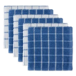 Design Imports Windowpane Terry Dishcloth Set 6 Piece, 12X12", Blueberry -Design Imports GUEST ea0e3600 890c 415a 93e5 b8a2b2092e96