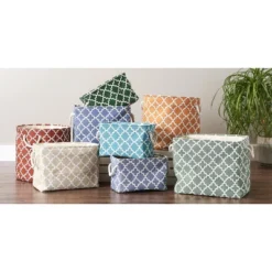Design Imports Polyester Bin Lattice Vintage Linen Rectangle Medium 16X10X12 -Design Imports GUEST ea23f729 139f 450e 8fed 39479a940d7f 3