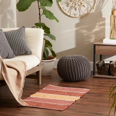 Design Imports Spice Color Block Cotton Chindi Rug 2X3Ft 2 Design Imports Spice Color Block Cotton Chindi Rug 2X3Ft - Image 2