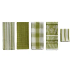 Design Imports Everyday Basic Dishtowel & Dishcloth Set 5 Piece, Parsley Green, Dt 18X28", Dc 13X13" -Design Imports GUEST ea7ed30e a61a 4b79 b547 596991aef582