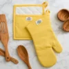 Design Imports Chino Oven Mitt & Potholder Kitchen Set/2, Yarrow Yellow