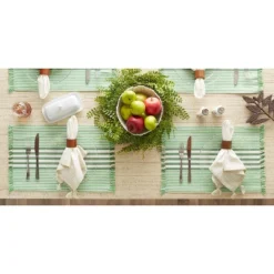 DII Stripe Placemat Set 6 Piece, Grass Green, 13x19" -Design Imports GUEST eb2b44d4 47b4 4639 9a56 5e81c4198dce