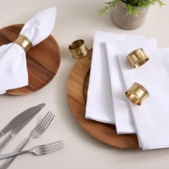 Design Imports Antique Band Napkin Ring Set/4, Gold