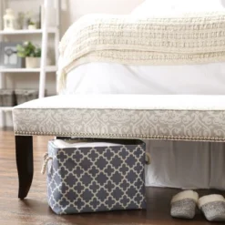 Design Imports Polyester Bin Lattice Stonewash Blue Rectangle Medium 16X10X12 -Design Imports GUEST ebc0e053 32e5 4d01 b075 f8cb37d5e51d