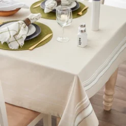 Design Imports French Stripe Tablecloth, Taupe/White, 60X120" -Design Imports GUEST ebd8bf1a 4462 4815 8505 1f4ce74cad0d