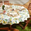 Design Imports Lemon Bliss Print Outdoor Tablecloth 60 Round