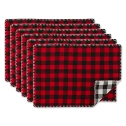 DII Buffalo Check Placemat Set 6 Piece, Red & Black, 13x19" -Design Imports GUEST ec7cb630 80c0 4fc6 b226 fceacdf64518