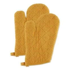 Design Imports Terry Solid Oven Mitt Set 2 Piece Honey Gold 7X13" -Design Imports GUEST ec989cc2 cea0 4e51 84ae 9b181771c591